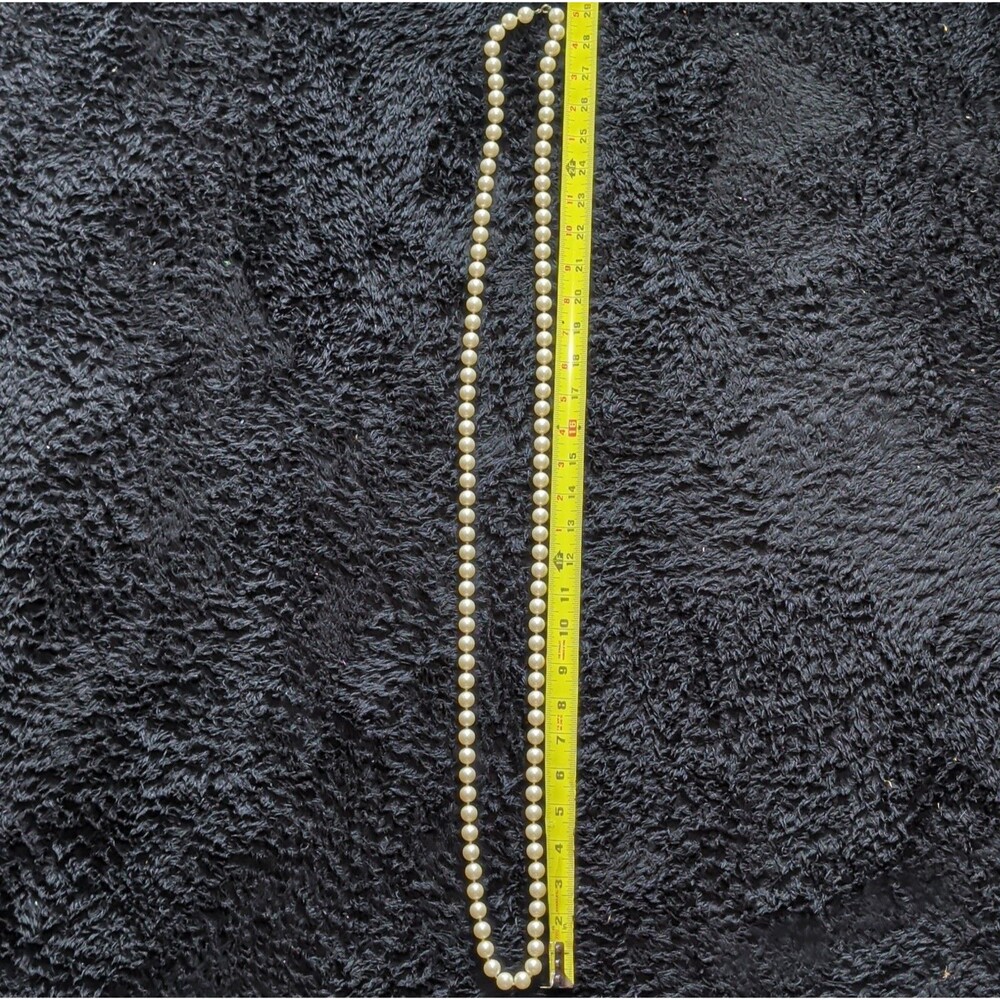 Vintage 54" Champagne Hand Knotted Faux Pearl Flapper Necklace